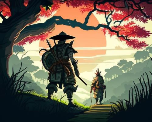 Hidden Ninja vs. Seeking Samurai in Countryside