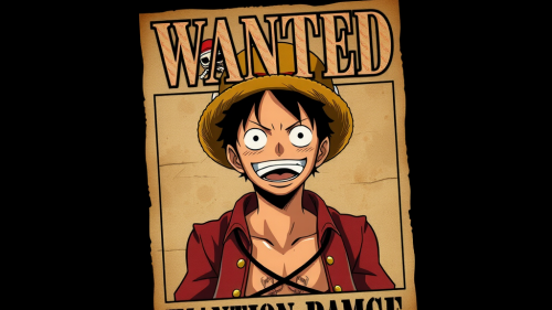 High-Resolution Luffy Wanted Poster on Black Background