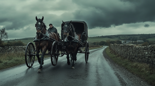 Horse-drawn Carriage on 19th century English Road