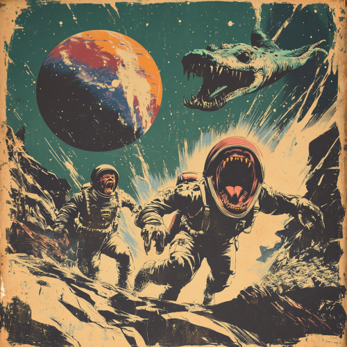 Humans and Creature in Space on Venus