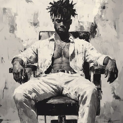 Hyper-realistic African American man with high top fade