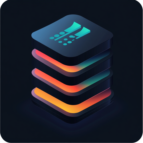 Icon representing Stage Development Environment with server stack, progress bar, cloud, and vibrant colors.
