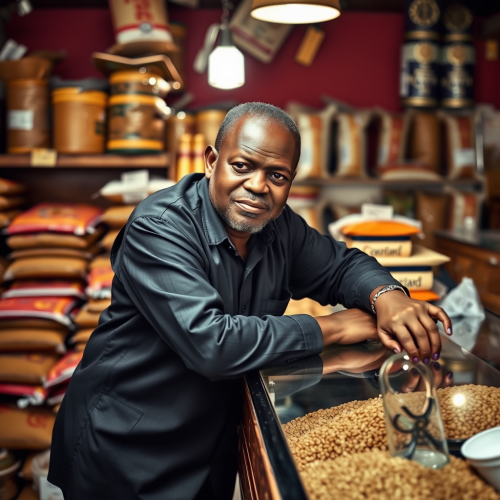 Ifeanyi Okonkwo, the Grain Merchant at His Store