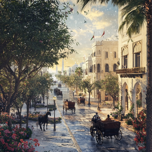 Imaginative 3D render of old Abu Dhabi city