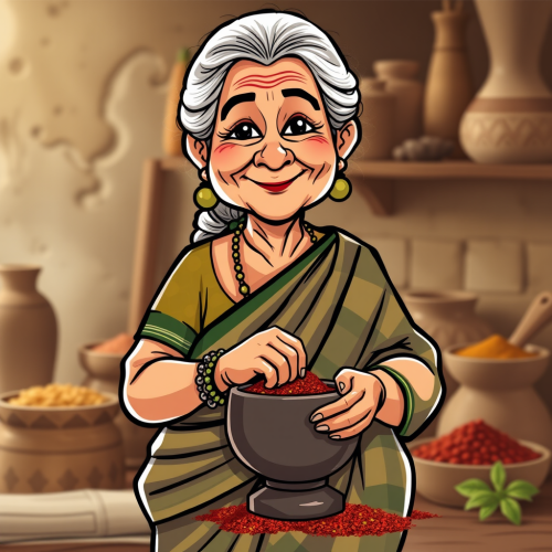 Indian Grandmother Mascot for Spice Brand
