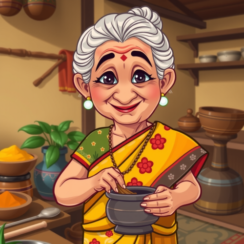 Indian Grandmother Mascot for Spice Brand