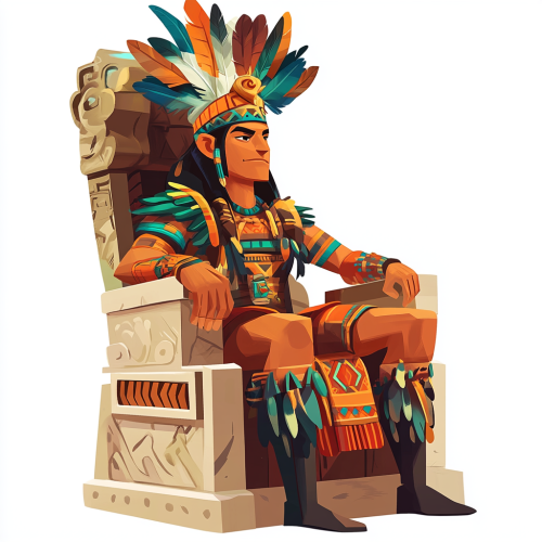 Indian King with Feathered Crown, Pixar-Style Cartoon 