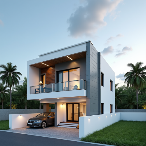 Indian Modern Elevation with Afternoon Ambiance