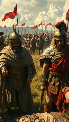 Injured Roman Soldiers at Military Camp