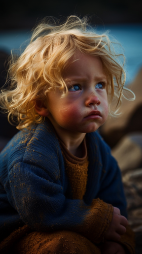 Innocent Baby Crying by Lake Titicaca