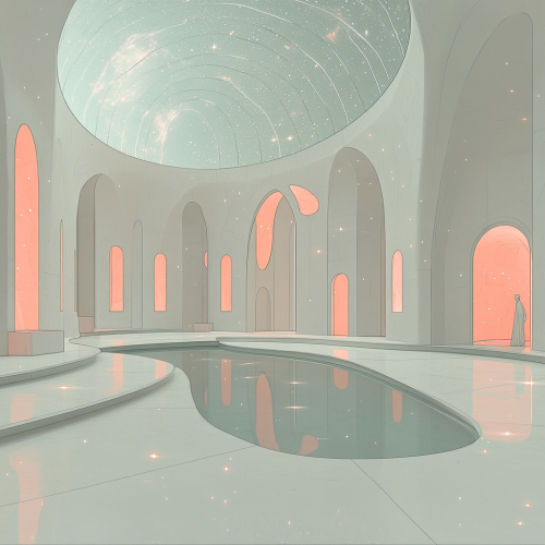 Inside A Beautiful Futuristic Gothic Chapel With Stars