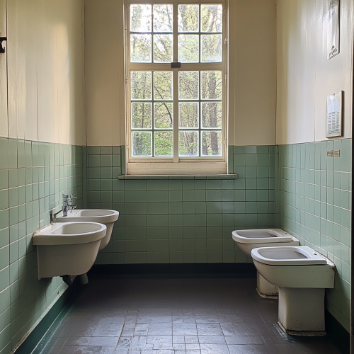 Inside a canteen's public toilet with window