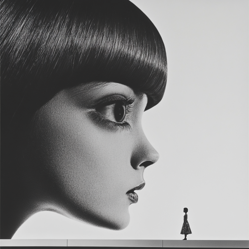 Intense Gaze: Woman Peering Over Edge