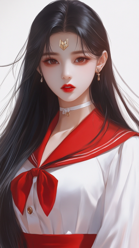 Intense Korean K-pop idol dressed like Sailor Mars.