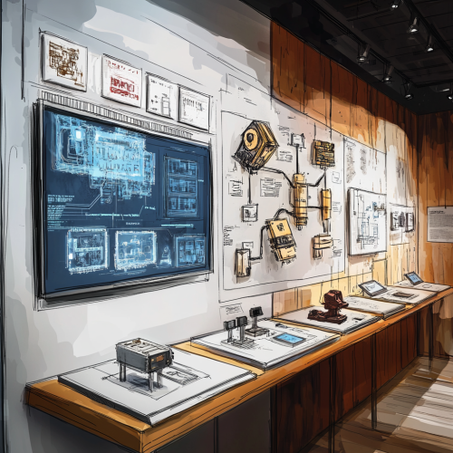 Interactive AI Exhibit with Old & Modern Tech Display Interactive AI Exhibit with Old & Modern Tech Display