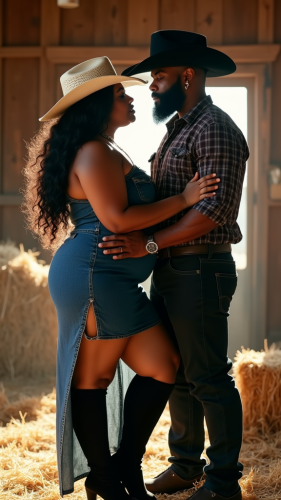 Intimate Cowboy Couple in Rustic Barn Setting