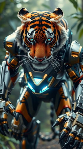 Iron Man-Tiger Hybrid Ready in Techno-Jungle Battlefield