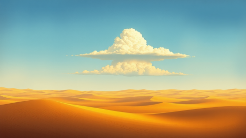 Islamic Painting of a Desert with Distant Cloud