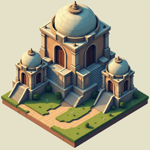 Isometric Mausoleum Buildings in Fortnight Style