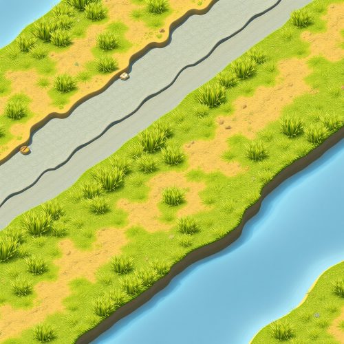 Isometric videogame grass tiles in ultra-detailed perspective.