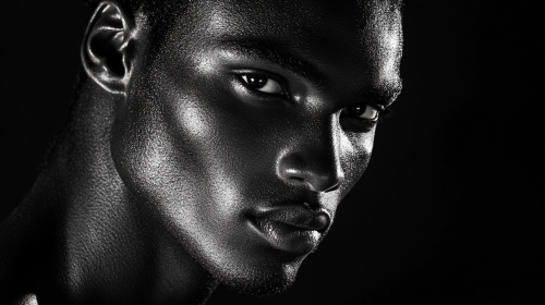 Jamaican man in elegant black and white portrait