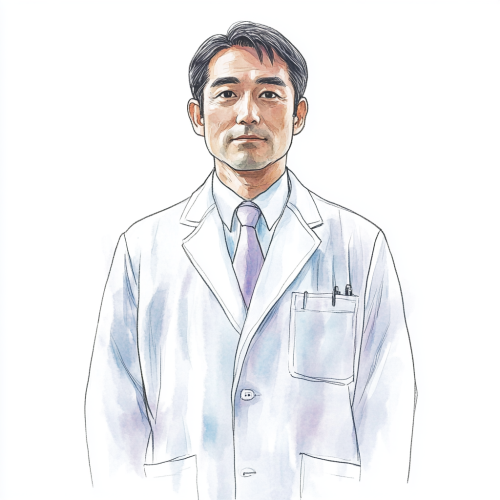 Japanese Scientist in Lab Coat Portrait
