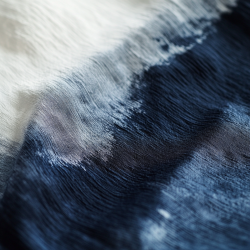 Japanese-inspired fabric with gradient blue and white fibers.