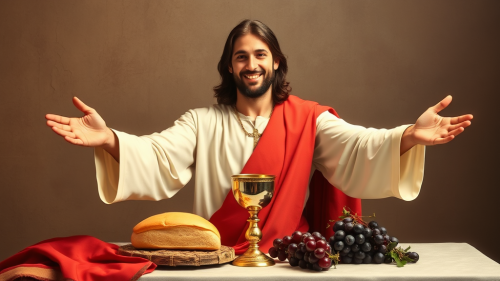Jesus Celebrating Holy Qurbana Alone with Joy