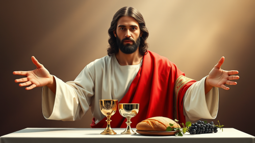 Jesus Celebrating Holy Qurbana with Bread and Wine Jesus Celebrating Holy Qurbana with Bread and Wine