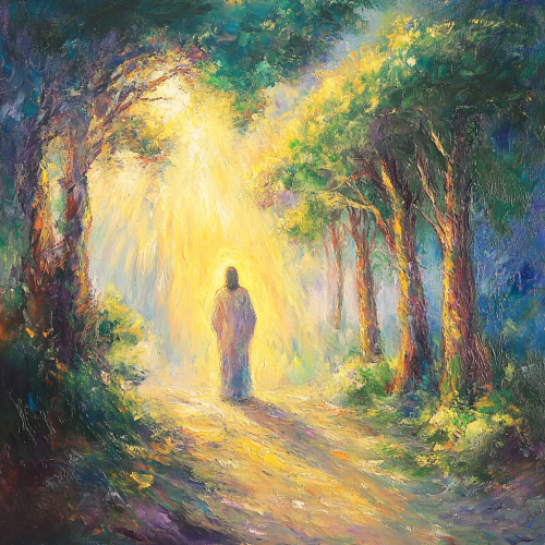 Jesus Christ's light shines on bowing trees. Jesus Christ's light shines on bowing trees.