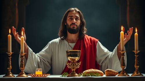 Jesus Christ Celebrating Holy Qurbana Alone