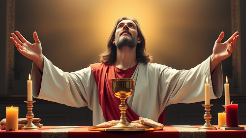 Jesus Christ Celebrating Holy Qurbana Alone