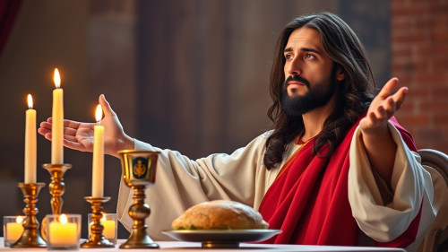 Jesus Christ Celebrating Holy Qurbana Alone