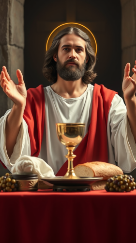 Jesus Christ Celebrating Holy Qurbana Alone