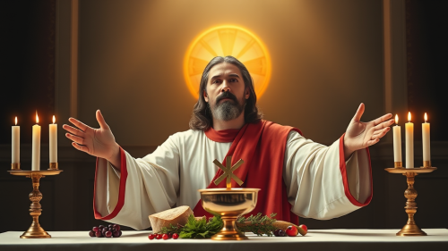 Jesus Christ Celebrating Holy Qurbana Alone