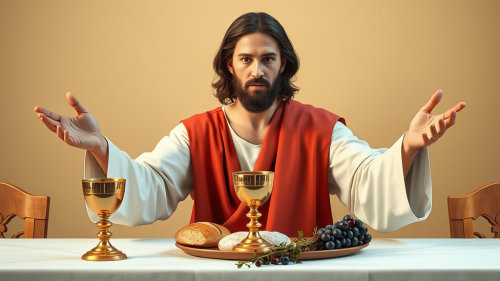 Jesus Christ Celebrating Qurbana Alone with Chalice