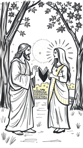 Jesus Speaking with Modern Woman in a Park