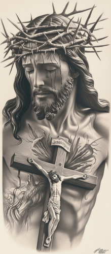 Jesus on Cross, Realistic Chicano Tattoo Design Jesus on Cross, Realistic Chicano Tattoo Design