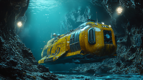 Jiaolong manned submersible exploring the Mariana Trench. Jiaolong manned submersible exploring the Mariana Trench.