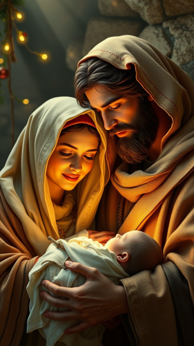Joseph and Mary at Jesus' Birth on Christmas Joseph and Mary at Jesus' Birth on Christmas
