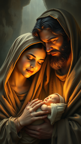 Joseph and Mother Mary at Jesus's Birth