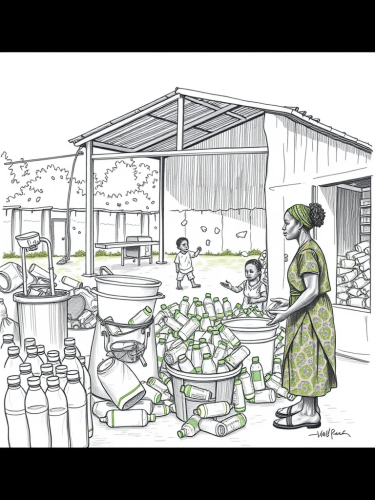 Kids Playing at Garden Near Recycling Plant