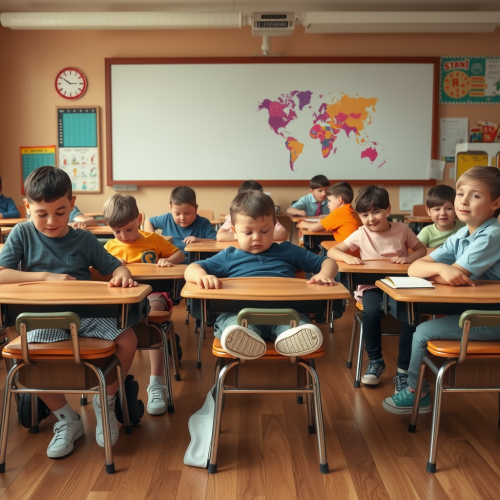 Kindergarten Boys' Bellies Magically Expand in Classroom