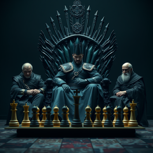 King and Secretaries on Targaryen Throne with Chess