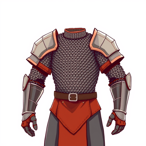 Knight wearing chain mail armor and gauntlets