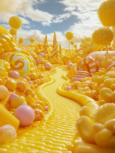 Land of Cute Sweets in Yellow 3D World