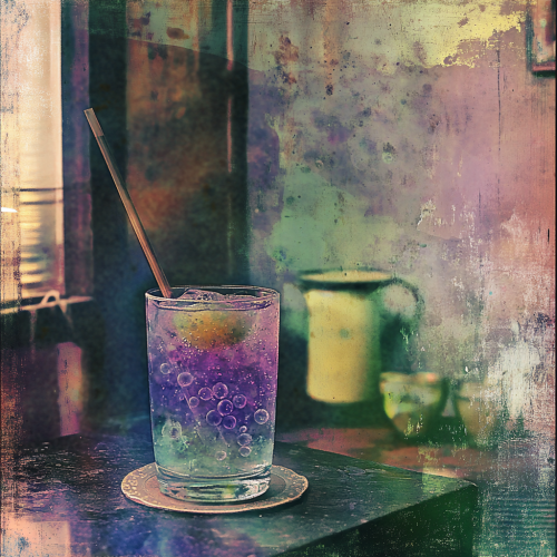 Lava lamp cocktail with boba in shooters glass