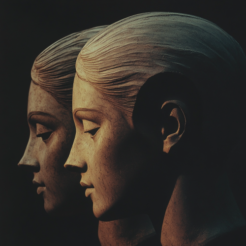 Layered profiles showcase classical beauty in warm tones