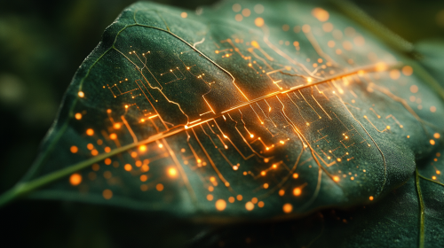 Leaf's Nanotech Patterns: Nature and Tech Fusion