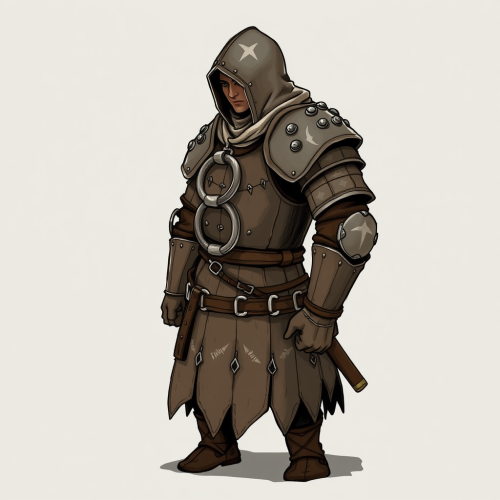 Leather armor with rings for protection from weapons.